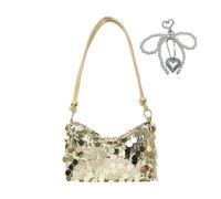 XFSRG Bolso de Mano para Mujer Pequeño Retro con Lazo Strass Bolsos de Fiesta Elegante Clutch con Cristales Brillantes y llaveros(Oro)