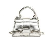 XFSRG Bolso Mujer Bolsos Bandolera Bolsas Bolso Satchel Cadena Desmontable Cuadrado Pequeño Ideal para el día a día(Plata)