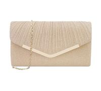 XFSRG Bolso Mujer Brillante Sobre Fiesta de Noche Clutch Elegante Moda Bolsos con Cadena Desmontable para Boda Banquete Vacaciones(Champán)