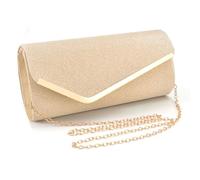 XFSRG Bolso Mujer Clutch Elegante Fiesta de Noche Brillante Monedero del Banquete Crossbody con Cadena Desmontable para Boda Banquete Vacaciones (Oro)