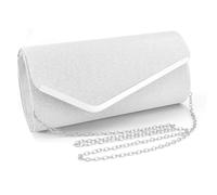 XFSRG Bolso Mujer Clutch Elegante Fiesta de Noche Brillante Monedero del Banquete Crossbody con Cadena Desmontable para Boda Banquete Vacaciones (Plata)