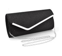 XFSRG Bolso Mujer Clutch Elegante Fiesta de Noche Brillante Monedero del Banquete Crossbody con Cadena Desmontable para Boda Banquete Vacaciones (Negro)