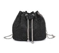 XFSRG Bolso Mujer con Brillantes Diamantes Elegante de Noche Clutch con Cadena para Fiestas Bodas Banquete(Negro