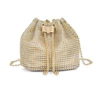 XFSRG Bolso Mujer con Brillantes Diamantes Elegante de Noche Clutch con Cadena para Fiestas Bodas Banquete(Oro)