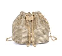 XFSRG Bolso Mujer con Brillantes Diamantes Elegante de Noche Clutch con Cadena para Fiestas Bodas Banquete(Oro)