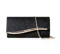 XFSRG Bolso Mujer de Purpurina Noche Elegante Clutch con Cadena Desmontable para Fiest Boda Banquete Vacaciones(Negro)