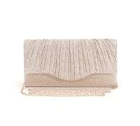 XFSRG Bolso Mujer Elegante Brillante Moda Fiesta de Noche Clutch Bolsos con Cadena Desmontable para Fiesta Boda Banquete(Champán)