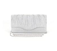 XFSRG Bolso Mujer Elegante Brillante Moda Fiesta de Noche Clutch Bolsos con Cadena Desmontable para Fiesta Boda Banquete(Plata)
