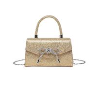 XFSRG Bolso Mujer Plateado Brillante con Lazo Elegante para Fiesta Carteras de Mano y Clutches de Moda (Oro)