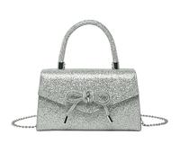 XFSRG Bolso Mujer Plateado Brillante con Lazo Elegante para Fiesta Carteras de Mano y Clutches de Moda (Plata)