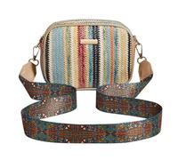 XFSRG Bolso Mujer Verano de Paja Bandolera Elegante con Correa Ancha Ajustable Bolso Crossbody Casual para Fiesta Vacaciones y Uso Diario