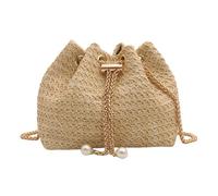 XFSRG Bolso Playa Mujer Bandolera Rafia Tejido Artesanal con Cordon Ajustable Bolsa Verano Bandolera Pequeño Elegante