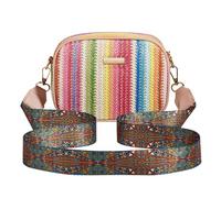 XFSRG Bolso Playa Mujer Bandolera Rafia Tejido Verano Bolso Estilo Bohemio Asas Ajustables para el Uso Diario Citas y Playa