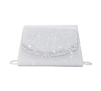 XFSRG Bolsos de Noche para Mujer Clutches Satín con Cristal Monedero Nupcial Cartera de Mano Bandolera Brillante con Cadena Desmontable