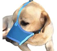 XFSRG Bozal Transpirable Malla Ajustable Mascota Canino Protector Hocico Seguridad Entrenamiento Paseo (Azul L)