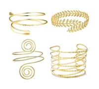XFSRG Brazalete de Brazo Superior Pulsera Abierta Estilo Hoja y Espiral Ajustable Brazalete Abierto para Brazo Superior Pulsera de Bobina Ajustable (Dorado)