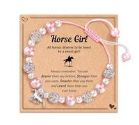 XFSRG Brazalete Horse Girl Accesorio único con mensaje motivador, diseño con cuentas naturales y nudo artesanal para jóvenes jinetes soñadoras