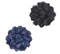 XFSRG Broches Para Ropa Mujer Flor Grande Elegante Broche Dorado Para Vestidos De Fiesta Moda Impresionante Accesorio (Negro + Azul Marino)