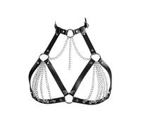 XFSRG Cadena Cuerpo Gótico Mujer Arnés Cuero Punk Sexy Ajustable para Ropa Gótica y Fiestas