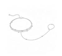 XFSRG Cadena de Mano con Anillo Estilo Bohemio Cuentas Pulsera Conectado Pulsera con Cadena de Brazalete Anillo Dedo Joyería para Mano Mujer
