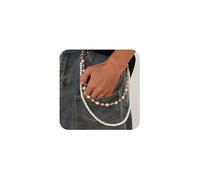 XFSRG Cadena de Pantalón con Perlas y Detalles de Colores para Hombre Versátil Cadena para Pantalones de Estilo Moderno (Oro A)