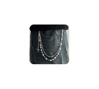 XFSRG Cadena de Pantalón con Perlas y Detalles de Colores para Hombre Versátil Cadena para Pantalones de Estilo Moderno (Plateado B)