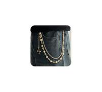 XFSRG Cadena de Pantalón con Perlas y Detalles de Colores para Hombre Versátil Cadena para Pantalones de Estilo Moderno (Oro B)