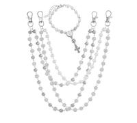 XFSRG Cadena de Pantalón con Strass Cadena De Pantalones Punk Hip Hop Delicada Hosenkette Cuentas de Cerámica con Pulsera Cruz para Hombre y Mujer