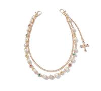 XFSRG Cadena Pantalón de Doble Capa con Flores de Strass y Perlas Accesorio de Moda Estilo Punk para Jeans Pantalones y Bolsos Chain (Oro)