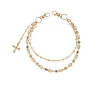 XFSRG Cadena Pantalón Perlas y Colgante Cruz Cinturón con Colgante Cruz de Moda Urbana con Perlas Accesorio Jeans Mujer Joyería Streetwear Mujer (dorado 1728)