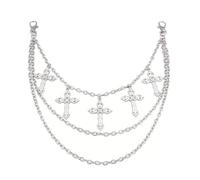 XFSRG Cadena para Pantalón de Espada Cruzada con Cruces Plateadas Accesorio de Moda para Mujeres y Hombres Estilo Punk y Gótico Ideal para Conciertos y Fiestas