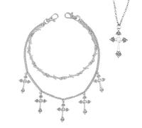 XFSRG Cadena para Pantalones con Cruces Plateadas Cadena Pantalones de Acero Inoxidable con Collar Cruz para Vaqueros Falda Cartera Accesorio de Estilo Gótico Punk Hombre y Mujer (Plateado D)