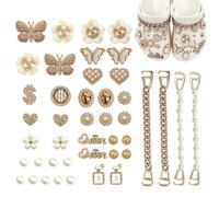 XFSRG Cadenas Adornos para Mujer Zuecos Mariposa Flor Perla Charms