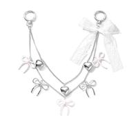 XFSRG Cadenas para Bolsos con Corazones y Lazos en Plata y Rosa Charms para Bolsos Elegantes Asa para Bolso Decorativa Accesorio de Moda para Mujeres