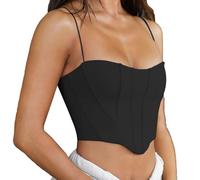 XFSRG Camiseta Tirantes Mujer Sexy Tank Top Blusa sin Mangas Chaleco Elegante Camisa Verano Camisola Estructurada Ropa Casual Camisetas Tirantes De Fiesta Rave Outfit (Negro/L)