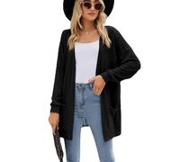 XFSRG Cardigan Mujer Mangas Largas Chaqueta Punto Casual para Primavera Otoño Invierno Top Manga Larga de Punto Cárdigan Ligero Suéteres(Negro L)