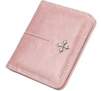 XFSRG Cartera Compacta Elegante Billetera Plegable Monedero Pequeño Decoración Cruz Metálica Costuras Contrastantes Diseño Clásico