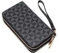 XFSRG Cartera Mujer Geométrica Doble Cremallera Pulsera Extraíble Monedero Elegante Organizador Tarjetero Espacioso Clutch Portátil