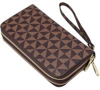 XFSRG Cartera Mujer Geométrica Doble Cremallera Pulsera Extraíble Monedero Elegante Organizador Tarjetero Espacioso Clutch Portátil