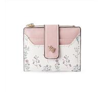 XFSRG Cartera Mujer Pequeña de Cuero con Diseño Floral ÚnicoMonedero Mujer Pequeño con Cremallera Suave y Ventana de IdentificaciónIdeal para Uso Diario y Ocasiones Especiales (Rosa)