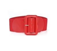 XFSRG Cinturón Mujer Ancho Elástico Negro con Hebilla Grande para Vestido Accesorio de Moda y Versátil para Todas las Ocasiones (Rojo)