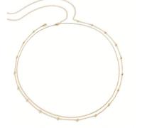 XFSRG Cinturón Mujer Moda Cadena de Metal Cinturón Hebilla Ajustable Anillo Tallado Vintage Accesorios Playa ¡Ideal para Mujeres y Niñas(Oro-1)