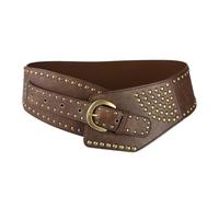 XFSRG Cinturon Mujer Remaches Dorados Borde Ancho Moda y Elegante Cinturones Estilo Vintage Adecuado para Todas las Ocasiones