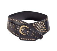 XFSRG Cinturon Mujer Remaches Dorados Borde Ancho Moda y Elegante Cinturones Estilo Vintage Adecuado para Todas las Ocasiones