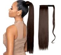 XFSRG Coleta Postiza Lacia de 60cm Largo Ondulado Extensión de Cabello Sintético para Mujeres y Niñas Estilo Natural Ideal para Uso Diario（MarróN）