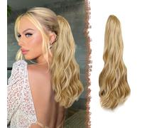 XFSRG Coleta Postiza Pelo Liso con Pinza Largo Ondulado Rizado Sintética Extensiones Coleta Extensiones Sintético Cola de Caballo para Mujeres