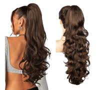 XFSRG Coleta Postiza Pelo Natural con Pinza Cola Postiza 60CM Largo Ondulado Wave Ponytail Extensions Sintética Rizado para Mujeres