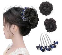 XFSRG Coleta Postiza Pelo Natural Elegante Postizos Moño con Horquilla Extensiones Pelo de Clip Lleno y Voluminoso Adecuado para Uso Diario Citas Fiestas (Marrón Oscuro)