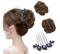 XFSRG Coleta Postiza Pelo Natural Elegante Postizos Moño con Horquilla Extensiones Pelo de Clip Lleno y Voluminoso Adecuado para Uso Diario Citas Fiestas (Marrón Claro)