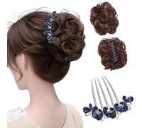 XFSRG Coleta Postiza Pelo Natural Elegante Postizos Moño con Horquilla Extensiones Pelo de Clip Lleno y Voluminoso Adecuado para Uso Diario Citas Fiestas (Marrón Intenso)